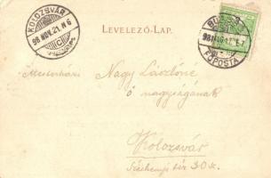 1898 Budapest, látkép a Dunával és a Lánchíddal, Tabán, Döbrentei tér. Schmidt Edgar kiadása (EK)