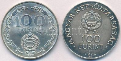 1970. 100Ft Ag "Felszabadulás" + 1972. 100Ft Ag "Budapest" T:BU 
Adamo EM37, EM...