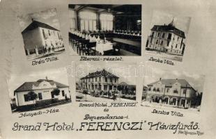 Hévízfürdő, Irén villa, Lenke villa, Lantos villa, Hunyadi-ház, Grand Hotel Ferenczi és Dependance-i szálloda, étterem belső. Foto Kövessy és Ring (EK)