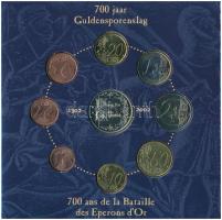 Belgium 2002. 1c-2E (8x) forgalmi sor + "A courtrai-i csata 700. évfordulója" emlékérem, k...