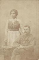 1916 Balatonszárszó, Szárszó; katonai és felesége / WWI K.u.k. military, soldier with his wife, photo (EK)