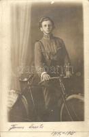 1914-1915 Magyar Boy. Kerékpáros katona / WWI K.u.k. military, Hungarian bicycle soldier, photo (gluemark)