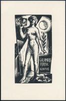 Menyhárt József (1901-1976): Erotikus ex libris Galambos Ferenc. Fametszet, papír, jelzett a dúcon, 9×5 cm