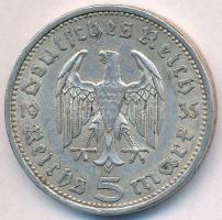 Német Harmadik Birodalom 1935J 5M Ag "Hindenburg" T:2 
German Third Reich 1935J 5 Mark Ag...