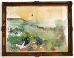 Egry jelzéssel: Táj, akvarell, papír, üvegezett fa keretben, 28×38 cm