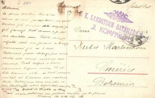 Budapest, Erzsébet híd, Duna részlet, gőzhajók, uszályok + K.u.K. Landsturm-Bataillon No. 91. 2. Kom...