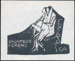 Börge Elwi Carlson (1917-2001): Ex erotica Galambos Ferenc. Linó, papír, jelzett a linón, 12x15 cm