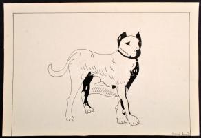 Zórád jelzéssel: Kutya, tus, papír, 29×43 cm