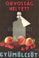 6 db RÉGI képeslap, 4 gyümölcsös propaganda reklámlap és két magyar népviseletes motívumlap / 6 pre-...