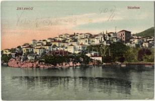 3 db régi görög városképes lap / 3 pre-1945 Greek town-view postcards (Corinth, Skiathos, Argostoli)