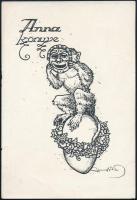 Haranghy Jenő (1894-1951): 3 db ex libris. Klisé, papír, jelzettek a klisén, különböző méretben