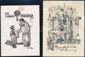 Haranghy Jenő (1894-1951): 4 db ex libris. Klisé, papír, jelzettek a klisén, kettőn kis szakadás, kü...