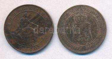Spanyolország 1870OM 2c Cu + Bulgária 1912. 2s Br T:2,2-
Spain 1870OM 2 Centimos Cu + Bulgaria 1912...