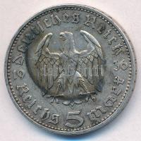 Német Harmadik Birodalom 1936J 5M Ag "Hindenburg" T:2- szennyeződés, karc 
German Third R...