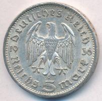 Német Harmadik Birodalom 1936G 5M Ag "Hindenburg" T:2
German Third Reich 1936G 5 Marks Ag...