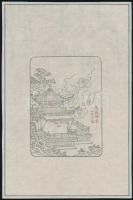 XX. sz. eleje: Ház és felhők. Kínai fametszet rizspapíron / Chinese wood engraving on rice-paper. 15x21 cm