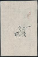 XX. sz. eleje: Vándorok. Kínai fameszet rizspapíron / Chinese wood engraving on rice-paper. 15x21 cm