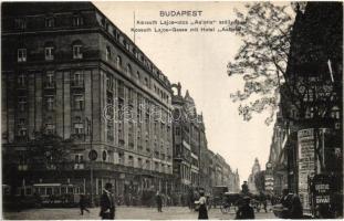 Budapest V. Kosstuh Lajos utca, Astoria szálloda, villamosok, hirdetőoszlop