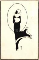 Lady, Silhouette art postcard