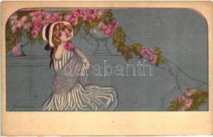6 db RÉGI megíratlan olasz művészlap, Zandrino aláírásával / 6 pre-1945 unused Italian art postcards...
