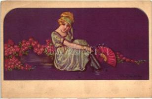 6 db RÉGI megíratlan olasz művészlap, Zandrino aláírásával / 6 pre-1945 unused Italian art postcards...