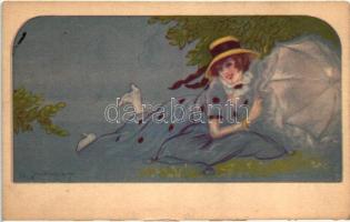 6 db RÉGI megíratlan olasz művészlap, Zandrino aláírásával / 6 pre-1945 unused Italian art postcards...