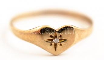 Arany (Au.) 8 K  szívecskés gyerek gyűrű, jelzett, méret:44 nettó: 0,6 g