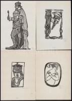 Perei Zoltán (1913-1992): Fejek. 8 db kisgrafika. Fametszet, papír, jelzettek, különböző méretben