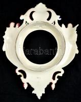 cca 1900 Rudolf Ditmar Znaim historizáló fali órakeret, kézzel festett fajansz, restaurált, jelzett ...