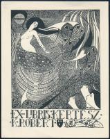 Sassy Attila (Aiglon) (1880-1967): Ex libris Kertész K. Róbert. Erotikus ex libris. Klisé, papír, jelzett, 10,5x8 cm