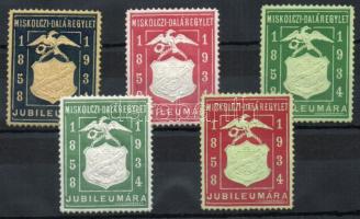 1934 Miskolczi Daláregylet 5db levélzáró dombornyomás