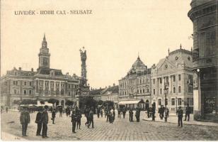 Újvidék, Novi Sad, Neusatz; utcakép Szentháromság szoborral / street view with monument (Rb)