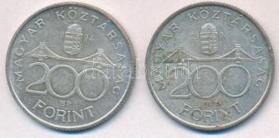 1994. 200Ft Ag "Deák Ferenc" (2x) T:2 patina