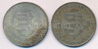 1947. 5Ft Ag "Kossuth" (2x) T:2-,3 patina