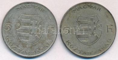 1947. 5Ft Ag "Kossuth" (2x) T:2-,3 patina