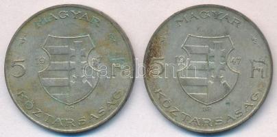 1947. 5Ft Ag "Kossuth" (2x) T:2- patina