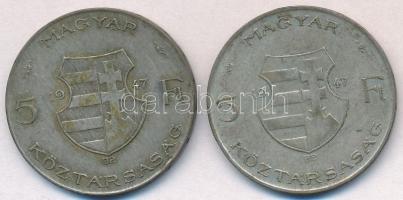 1947. 5Ft Ag "Kossuth" (2x) T:2- patina