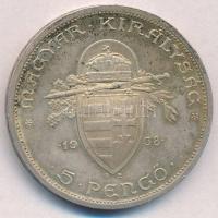 1938. 5P Ag "Szent István" T:2 patina, ph.
Adamo P8.1