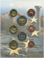 Ciprus 2004. 1c-2E "Euro próbaveretek" (8xklf) fémpénz szettben, díszkiadás T:BU Cyprus 20...