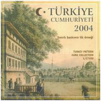 Törökország 2004. 1c-2E Euro próbaveretek (8xklf) fémpénz szettben, díszkiadás T:BU Turkey 2004. 1 Cent - 2 Euro Euro Collection (8xdiff) Euro trial mint in set in cardboard case C:BU