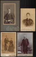 cca 1870-1900 11 db keményhátú műtermi fotó Divald Károly műtermeiből, 10x6 és 22x13 cm közötti méretekben