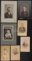 cca 1870-1900 11 db keményhátú műtermi fotó Divald Károly műtermeiből, 10x6 és 22x13 cm közötti  mér...