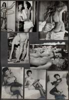 cca 1960 16 db aktfotó, kartonlap két oldalára ragasztva, különböző méretekben