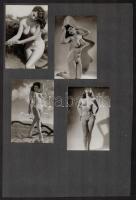 cca 1960 8 db aktfotó, kartonlap két oldalára ragasztva, különböző méretekben