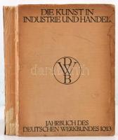 1913 Jahrbuch des Deutschen Werkbundes 1913. Die Kunst in Industrie und Handel. Jena, 1913, Eugen Diederichs. Kiadói kartonált papírkötés, sérült gerinccel, fekete-fehér fotókkal, fekete-fehér és színes illusztrációkkal, német nyelven.