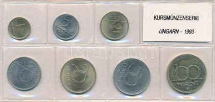 1992-1993. 1Ft-100Ft (7xklf) érmés forgalmi sor lezárt fóliatokban, két évjáratból T:1