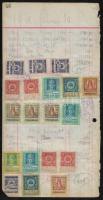 Forgalmi adó könyvlapok több ezer (sokféle) forgalmi adó bélyeggel 1921-1925