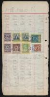 Forgalmi adó könyvlapok több ezer (sokféle) forgalmi adó bélyeggel 1921-1925