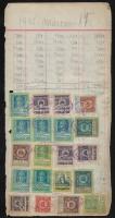 Forgalmi adó könyvlapok több ezer (sokféle) forgalmi adó bélyeggel 1921-1925