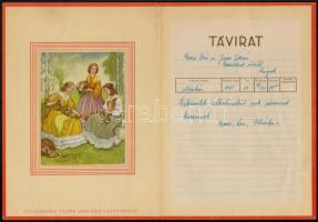 cca 1930 Magyar Királyi Posta díszes távirat, 5 db, 25x18,5 cm